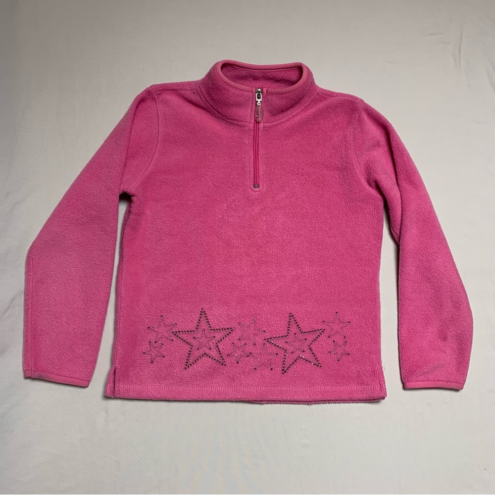 🆕 Pink Pullover Star Fleece 1/4 Zip Girl’s 8 Gem Jacket Sweater Sweatshirt Cozy